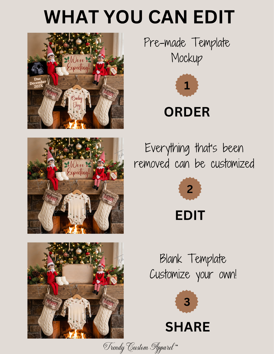 Christmas Elf Pregnancy Announcement Template | We’re Expecting | Editable Canva Download TrendyCustomApparel™