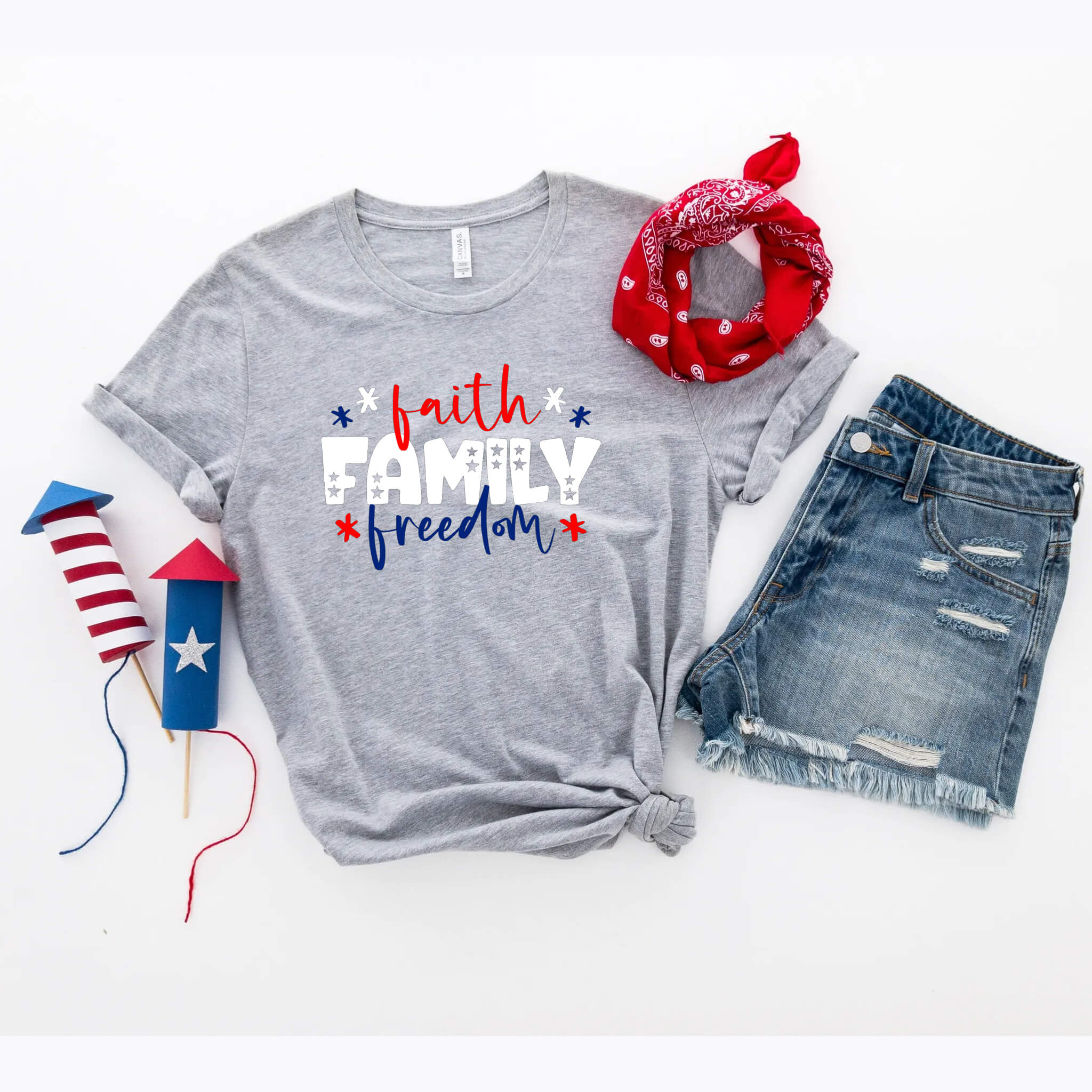 Camiseta del 4 de julio, Faith Family &amp; Freedom, tanque azul blanco rojo, camiseta patriótica, camiseta sin mangas para mujer, damas, ropa personalizada, camiseta del Día de la Independencia, tanque del Día de los Caídos