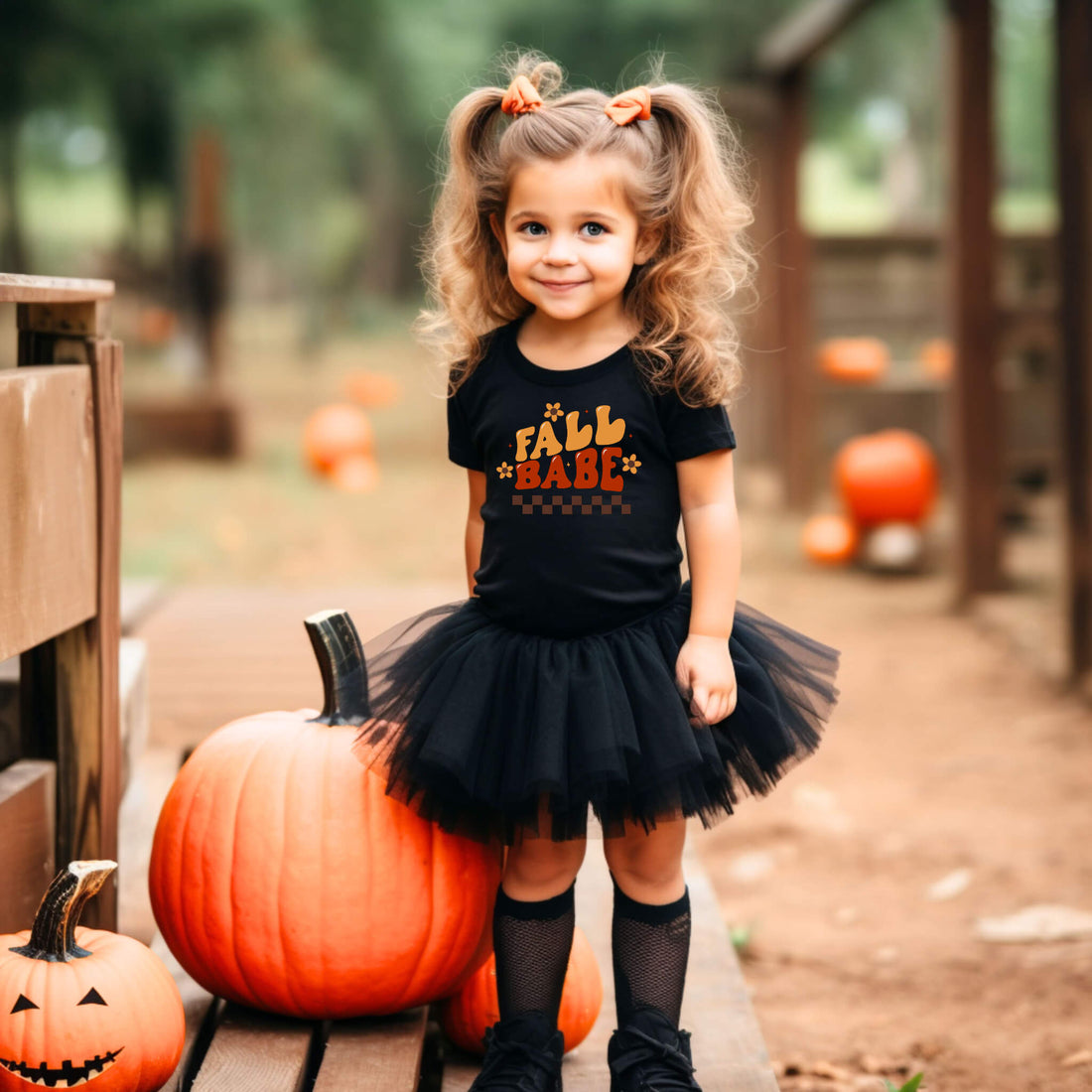 Fall Babe Vintage Thanksgiving - Camiseta con estampado gráfico para niña