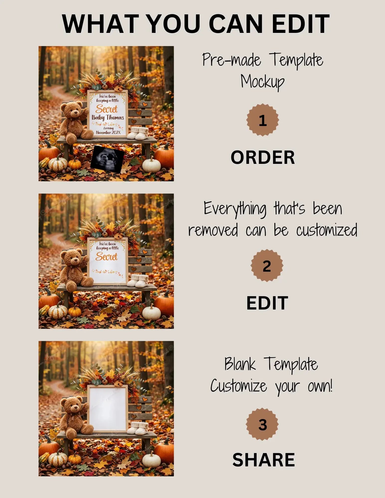 We've Been Keeping a Secret, Fall Secret Digital Pregnancy Announcement, Customizable Fall Little Pumpkin Themed, Instant Editable Template TrendyCustomApparel™