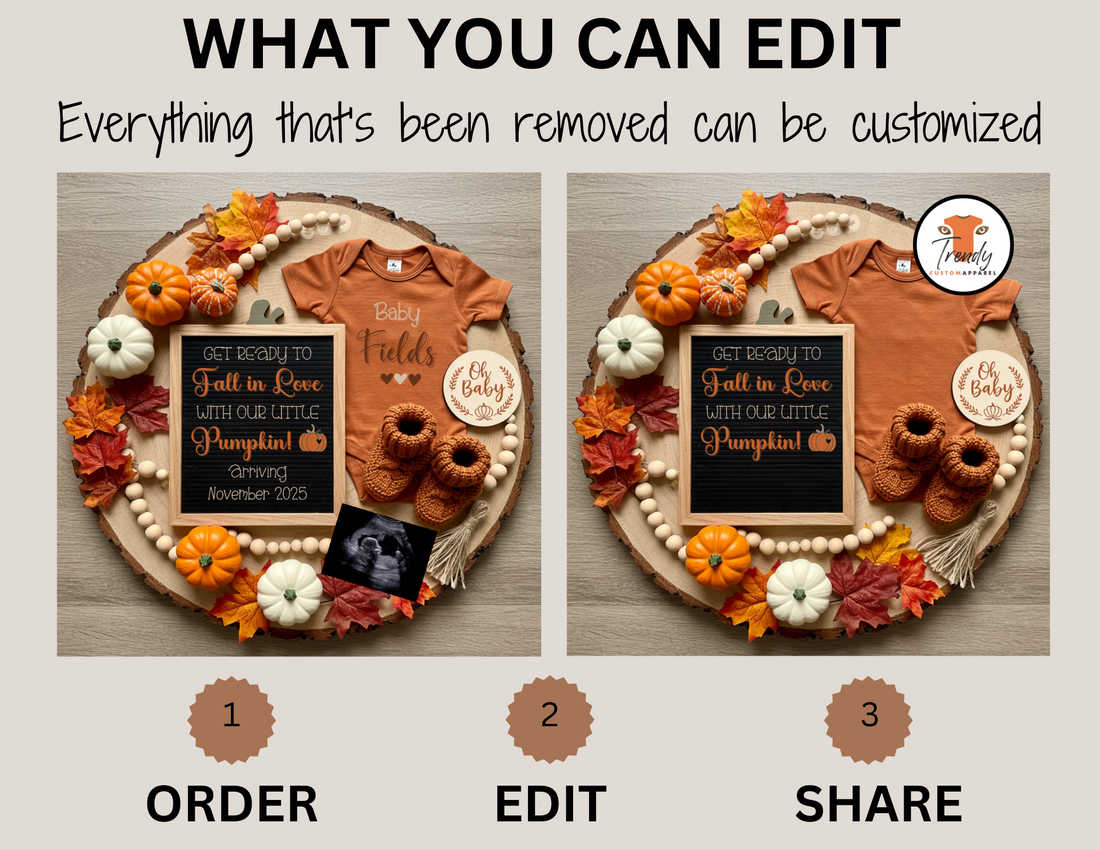 Digital Pregnancy Announcement, Fall In Love, Customizable Fall Themed, Personalized Editable Template