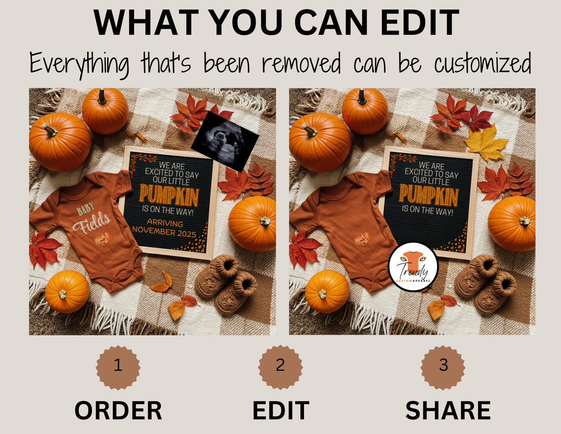 Digital Pregnancy Announcement, Adding A Pumpkin Reveal, Customizable Fall Themed, Personalized Editable Template