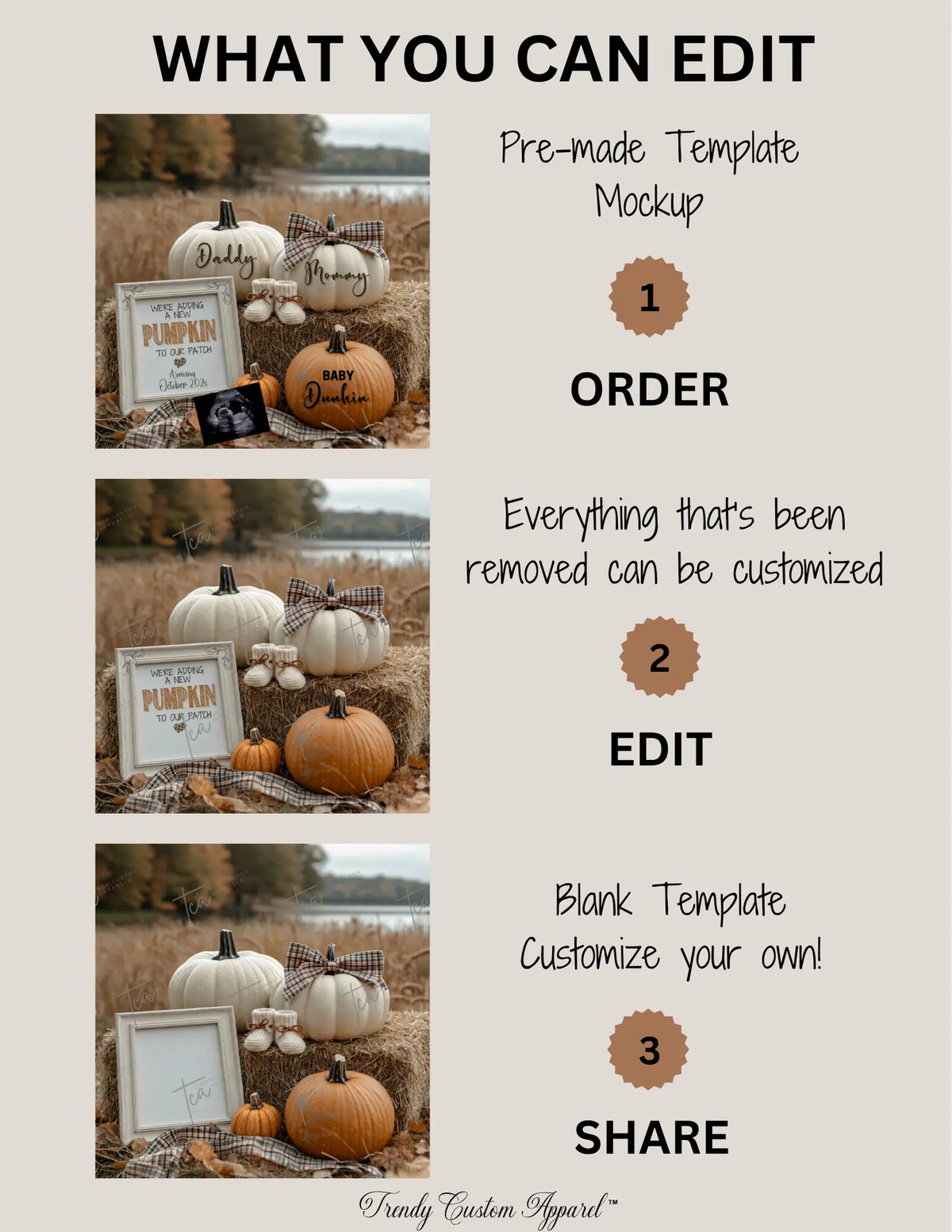 Adding a Pumpkin to Our Patch – Fall Pregnancy Announcement Template | Editable Canva Instant Download TrendyCustomApparel™