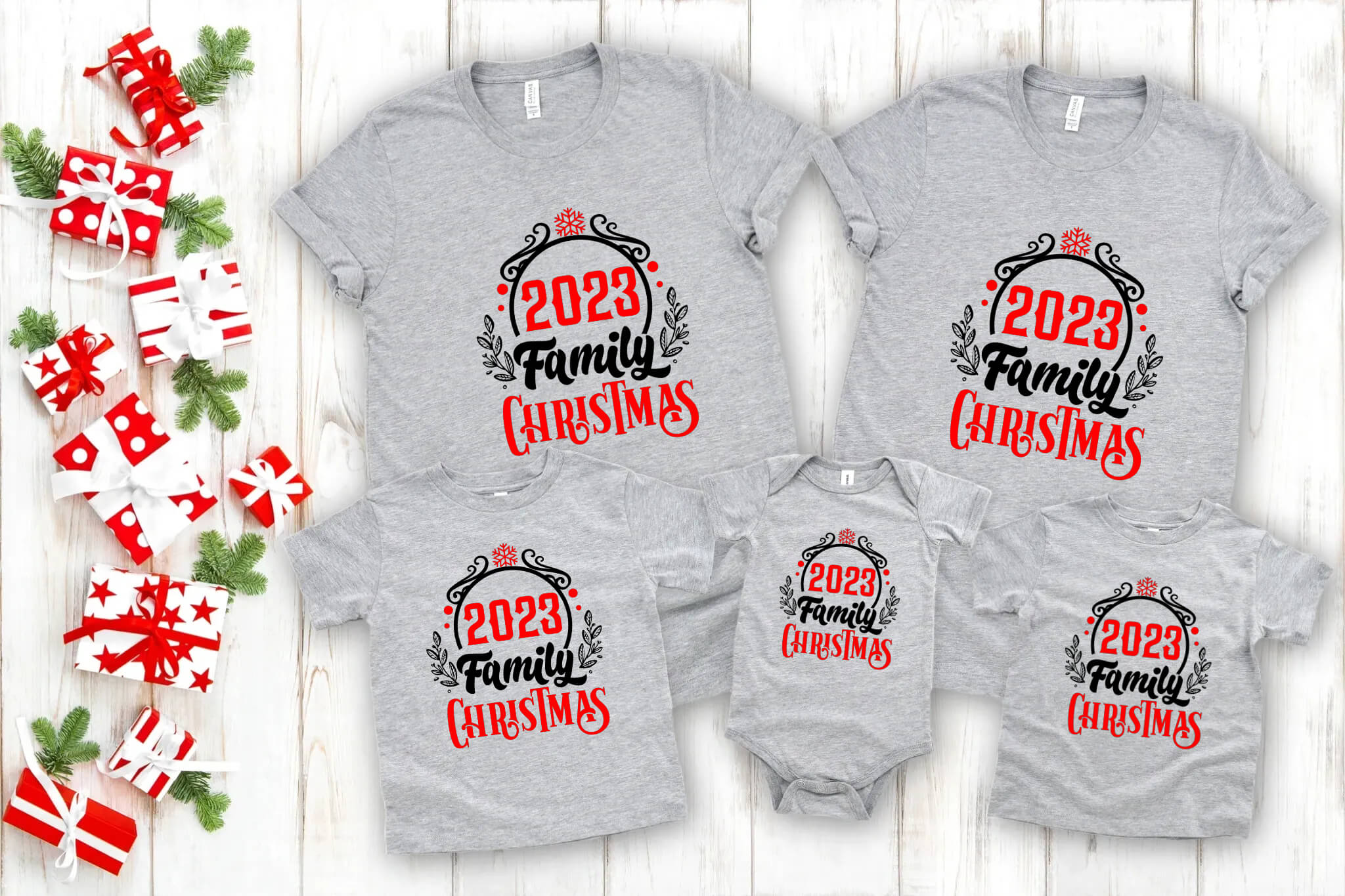 Camiseta personalizable de Navidad familiar a juego 2023