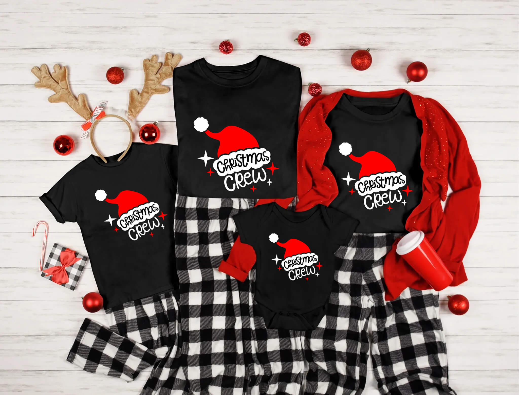 Christmas Crew Matching Family Graphic Print T-Shirt