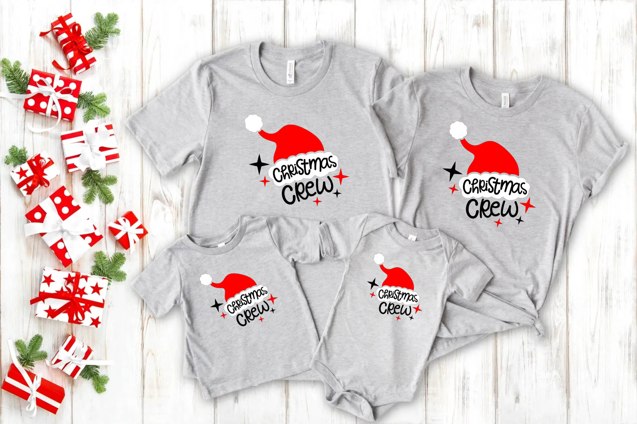 Christmas Crew Matching Family Graphic Print T-Shirt