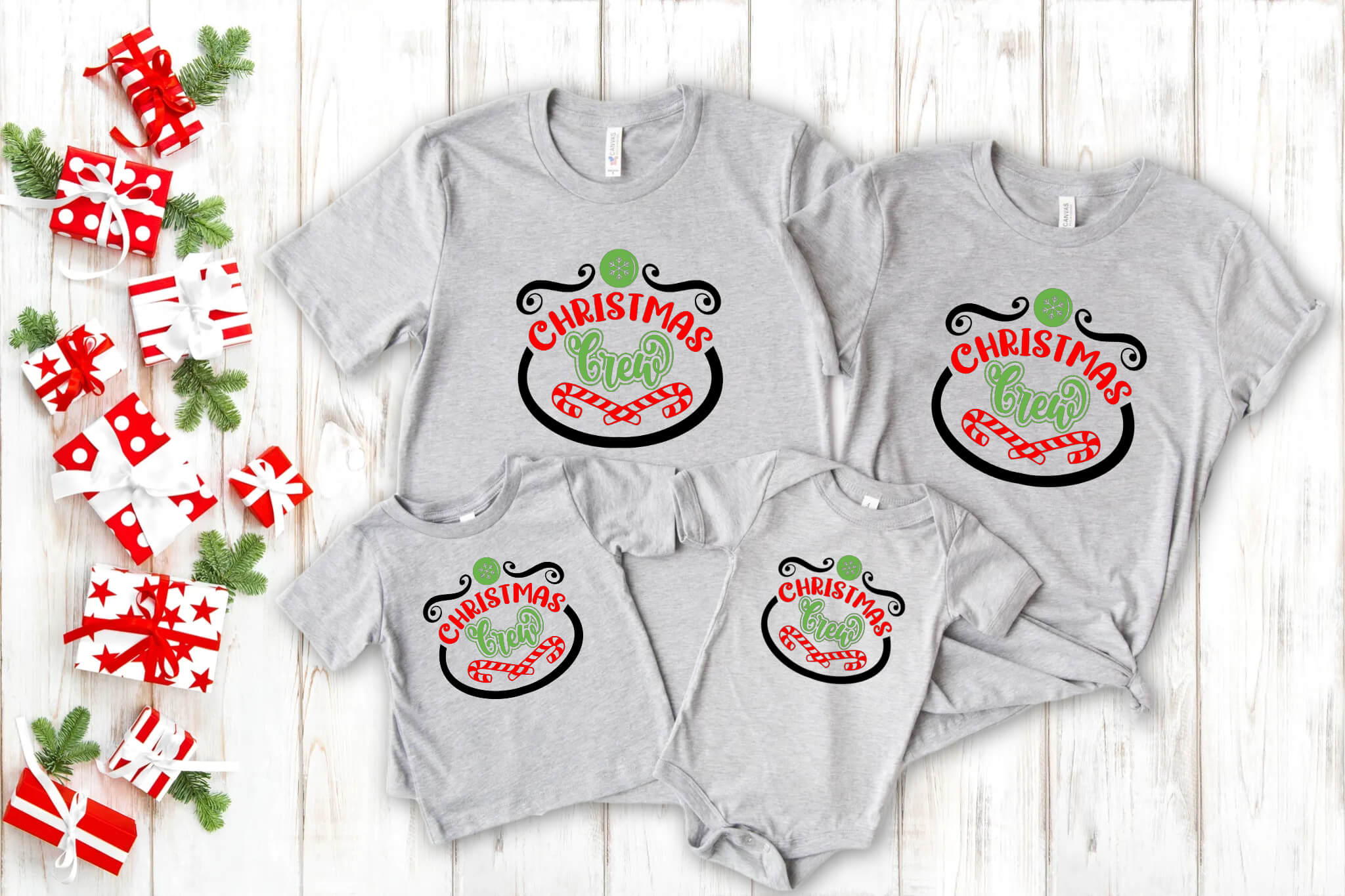 Christmas Crew Family Matching Graphic Print T-Shirt