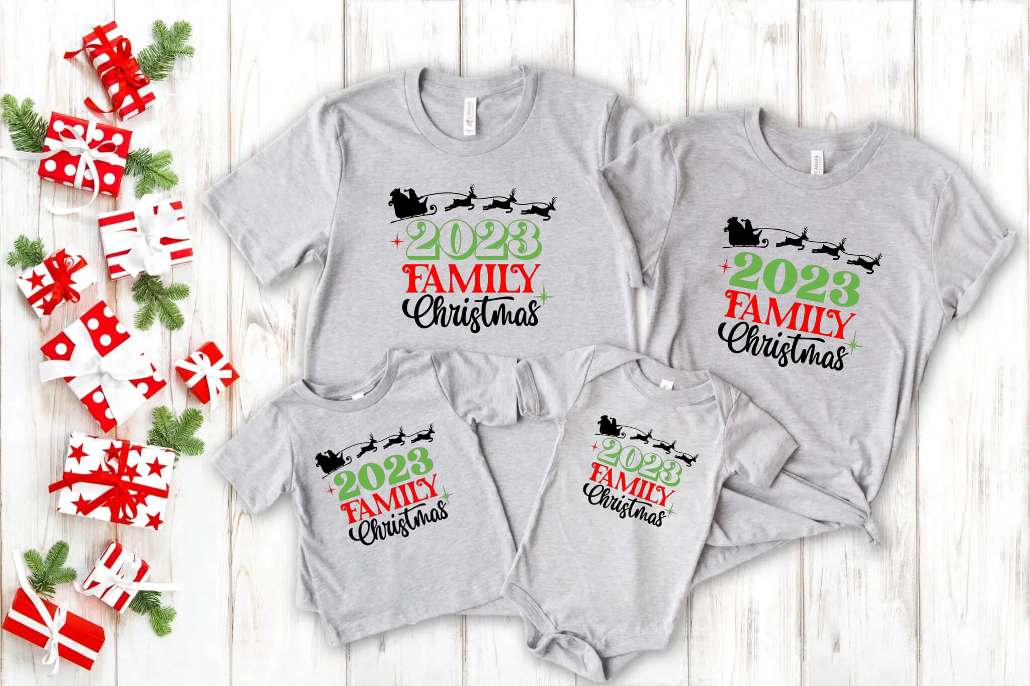Navidad Familia Navidad 2023 Grupo a juego Camiseta con estampado gráfico personalizado
