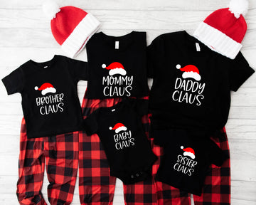 Christmas Claus Family Personalized Matching Graphic Print T-Shirts