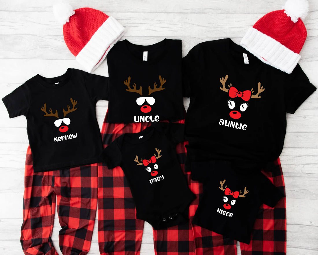 Christmas Reindeer Family Matching Group Graphic Print T-Shirt