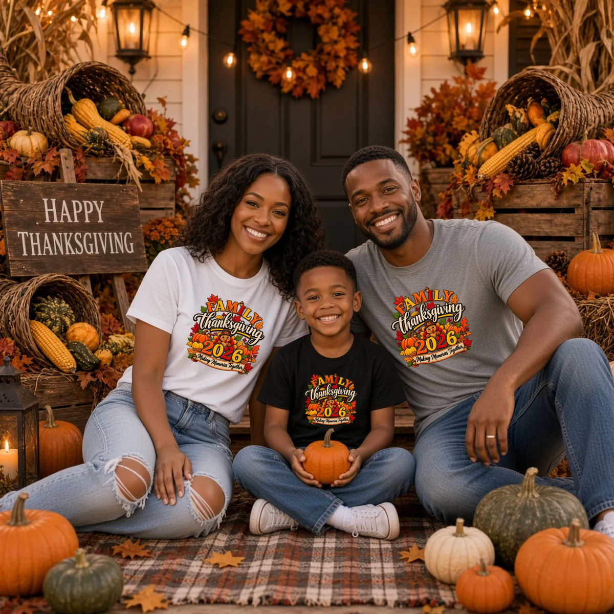 Thankful Squad Gnomes Family Thanksgiving Group Matching Graphic Print Onesie or T-Shirt TrendyCustomApparel™