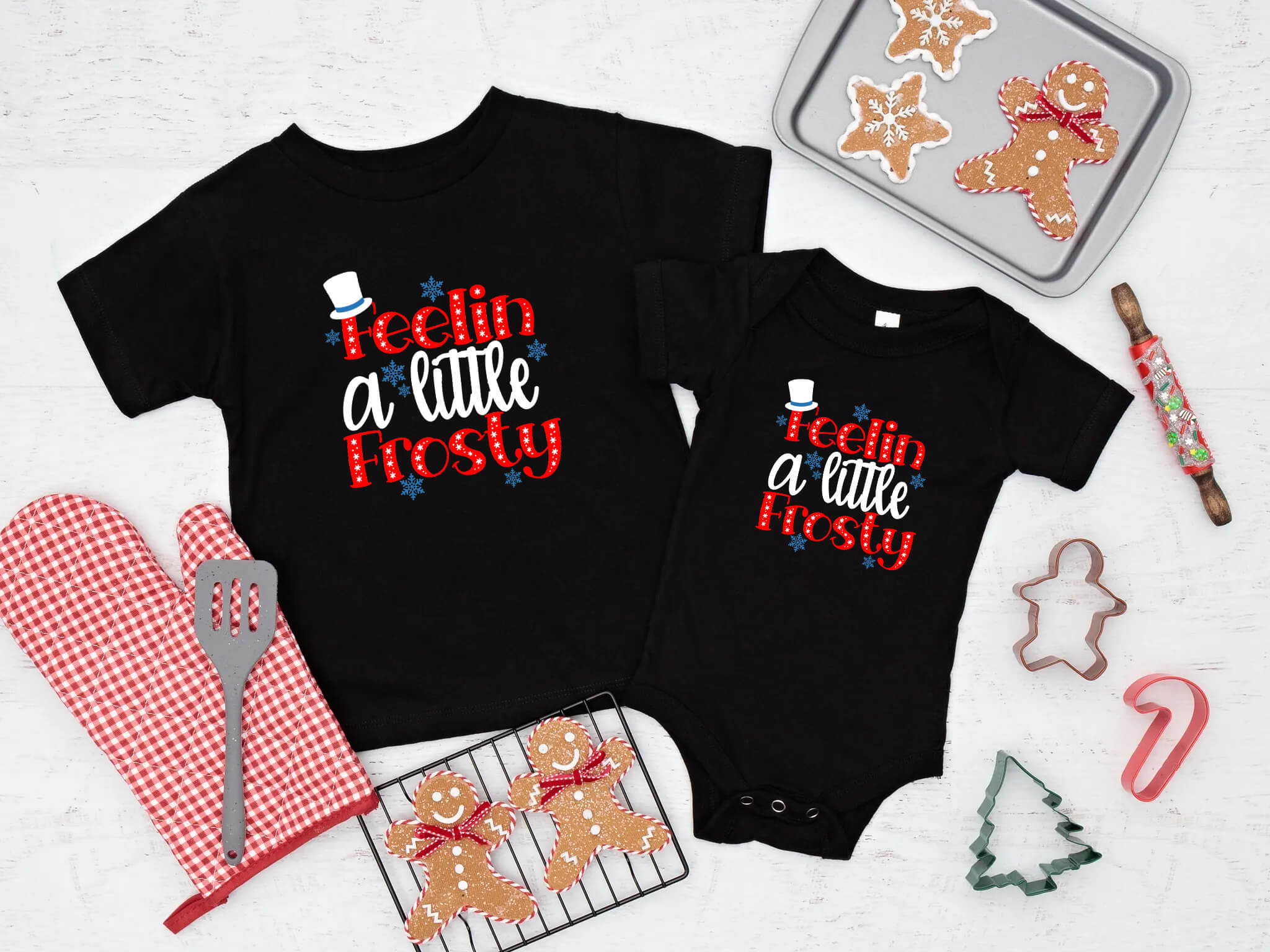 Christmas Feelin A Little Frosty Kids Graphic Print T-Shirt
