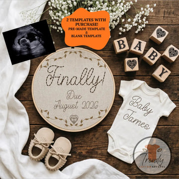 Finally a Baby Reveal Digital Editable Template, Boho Canva Instant Download TrendyCustomApparel™