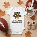 Personalized Pregnancy Announcement, Adding A New Player To The Line Up, Football Inspired Customizable Onesie TrendyCustomApparel™