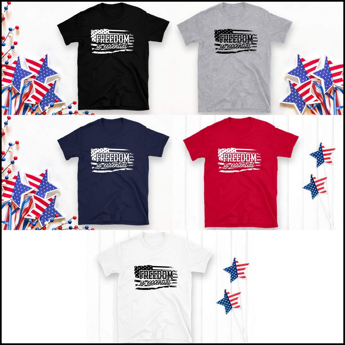 America - Freedom is Essential Unisex Graphic Print T-Shirt / Sweatshirt