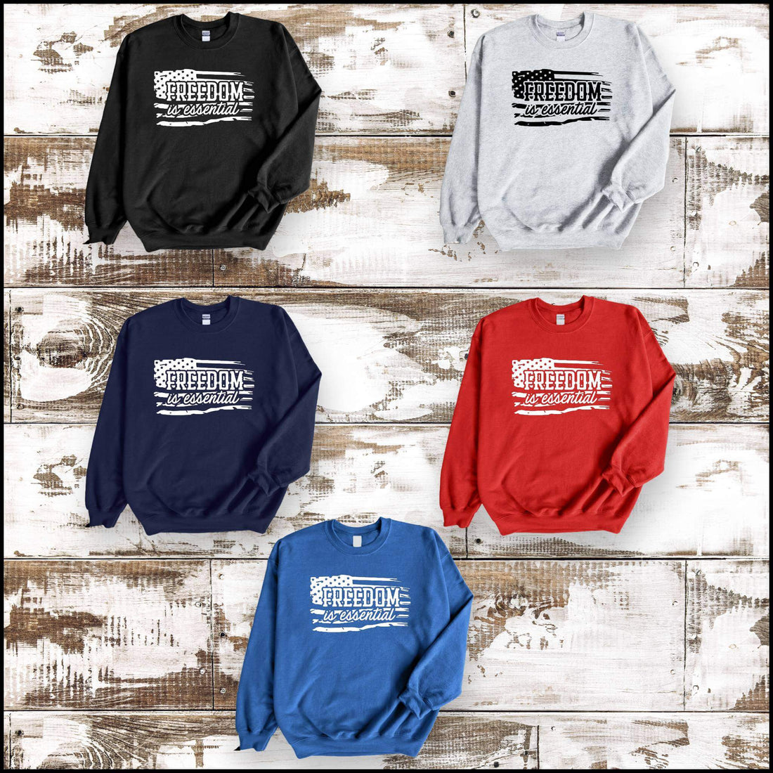 America - Freedom is Essential Unisex Graphic Print Sweatshirt
