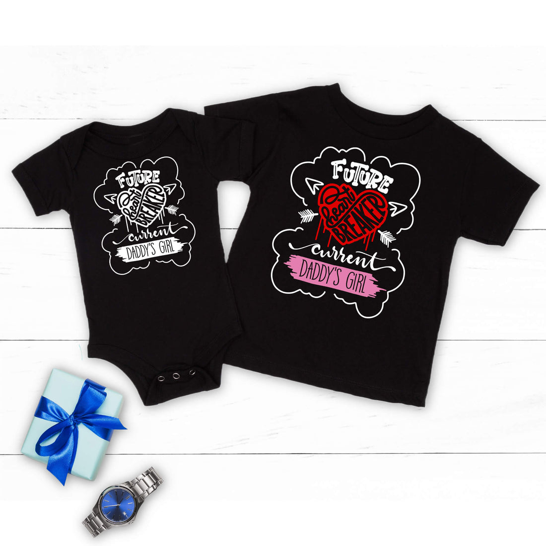 Future Heartbreaker Actual Daddy's Girl Baby Onesie Camiseta para niña Baby Shower Cumpleaños Navidad Regalo del Día del Padre