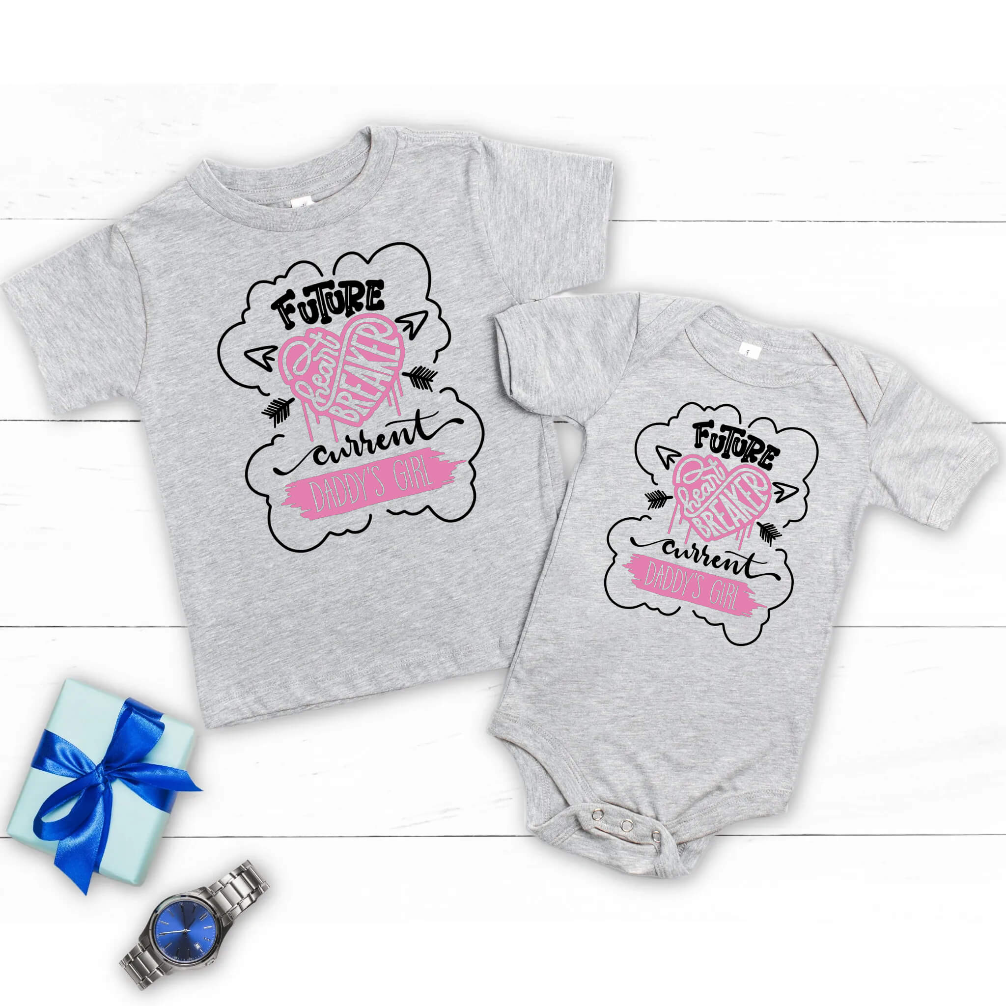 Future Heartbreaker Current Daddy's Girl Baby Onesie Girl's T-Shirt Baby Shower Birthday Christmas Father's Day Gift