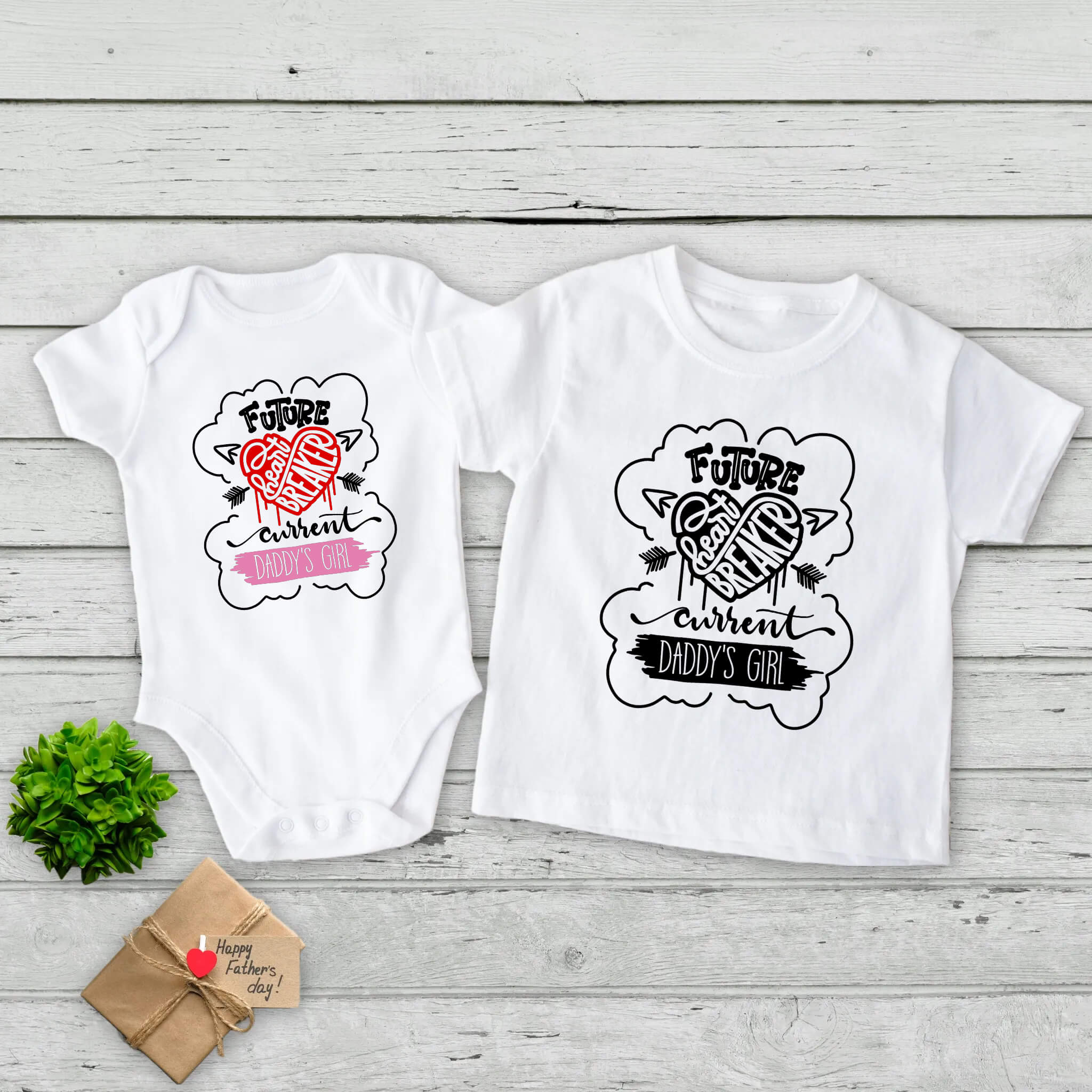 Future Heartbreaker Actual Daddy's Girl Baby Onesie Camiseta para niña Baby Shower Cumpleaños Navidad Regalo del Día del Padre