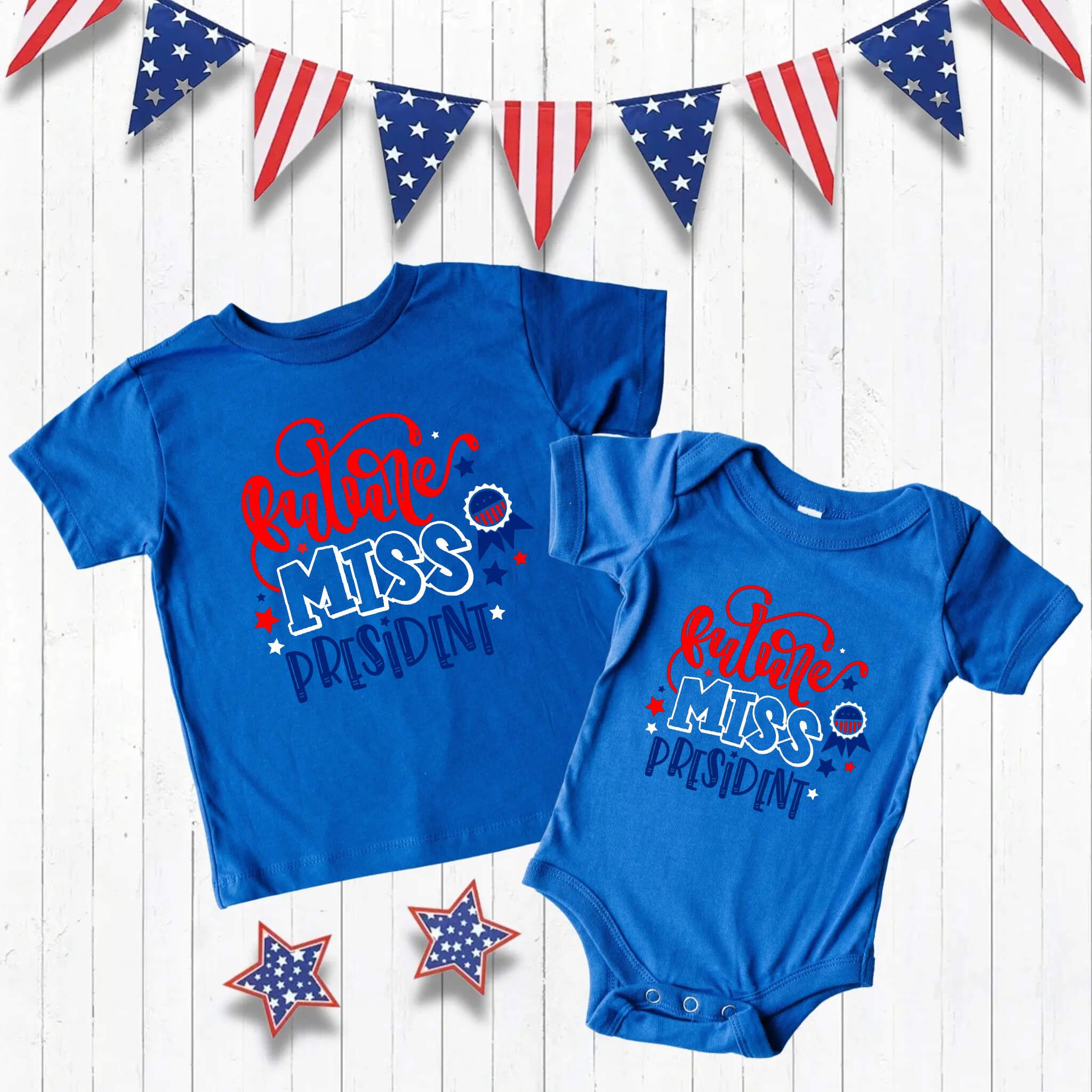 4th of July - Future Miss President Patriotic Girl’s Graphic Print Onesie / T-Shirt