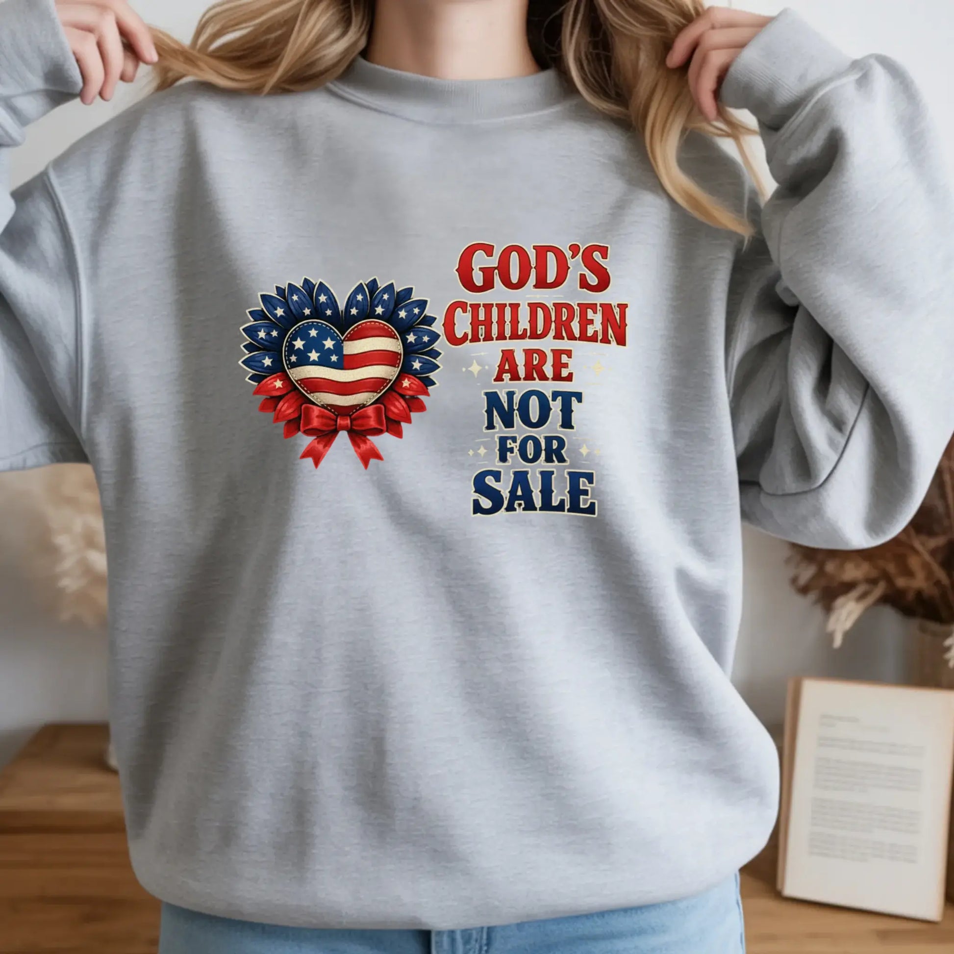 God's Children Are Not For Sale Sunflower Sound Of Freedom Movie Women's Graphic Print Gray Sweatshirt TrendyCustomApparel™
