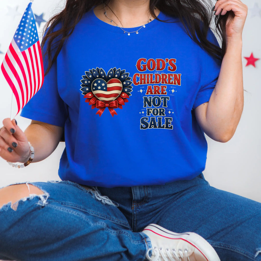 God's Children Are Not For Sale Sunflower Sound Of Freedom Movie Women's Graphic Print White T-Shirt TrendyCustomApparel™