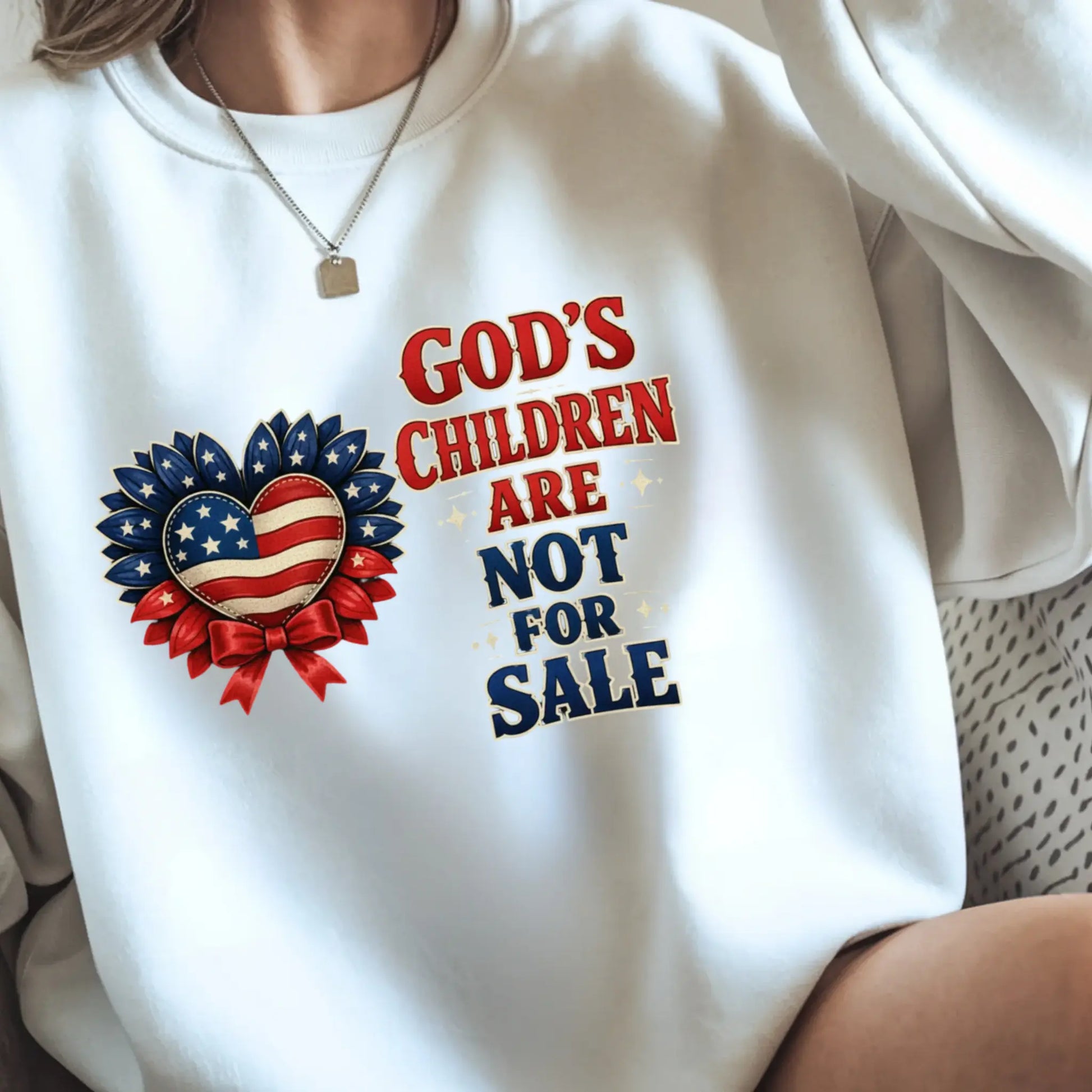 God's Children Are Not For Sale Sunflower Sound Of Freedom Movie Women's Graphic Print White Sweatshirt TrendyCustomApparel™