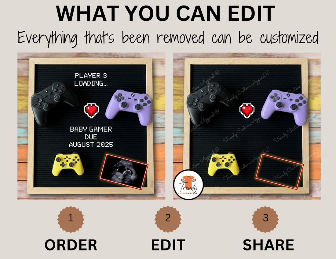 Digital Gamer Pregnancy Announcement, Player 3 Loading, Customizable Gaming Themed, Personalized Editable Template