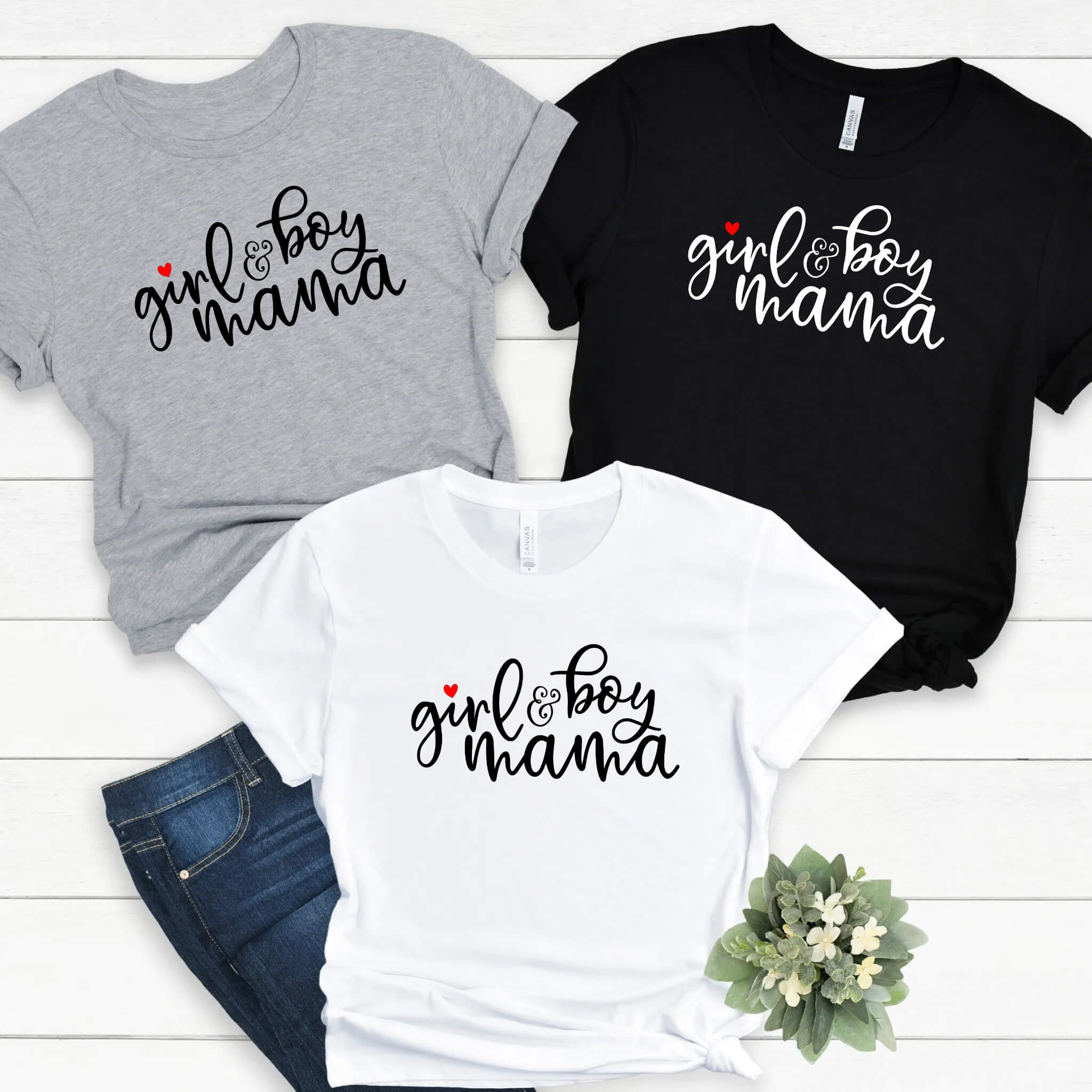 Girl and Boy Mama Mom of Both Girl's Ladies Women's Personalize Custom T-Shirt