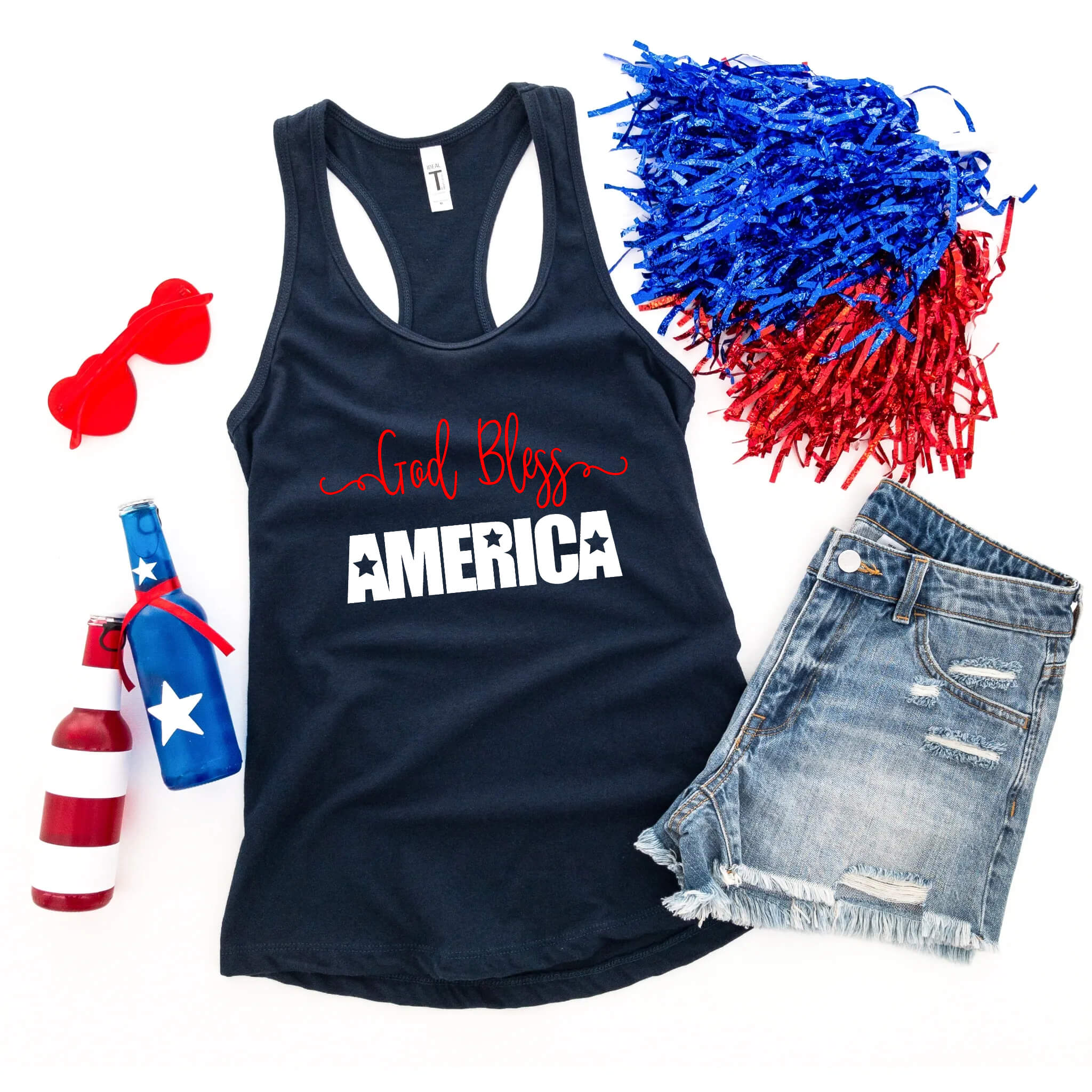 4th of July - God Bless America Patriotic Women’s Graphic Print T-Shirt / Tank Top