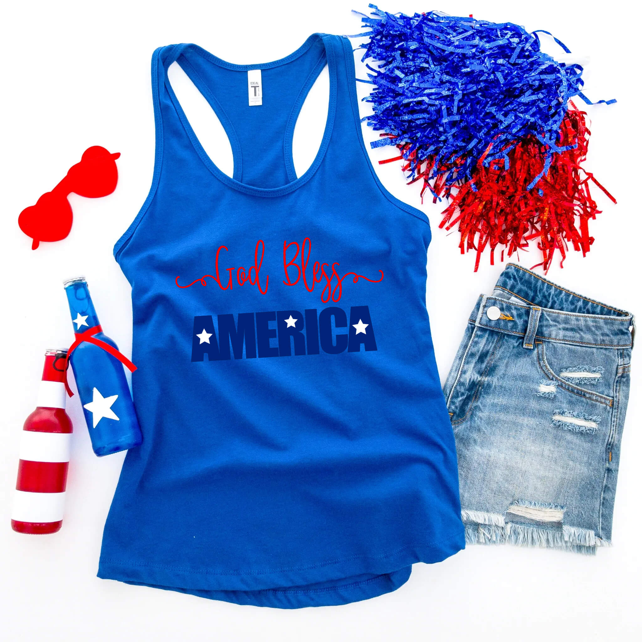 4th of July - God Bless America Patriotic Women’s Graphic Print T-Shirt / Tank Top