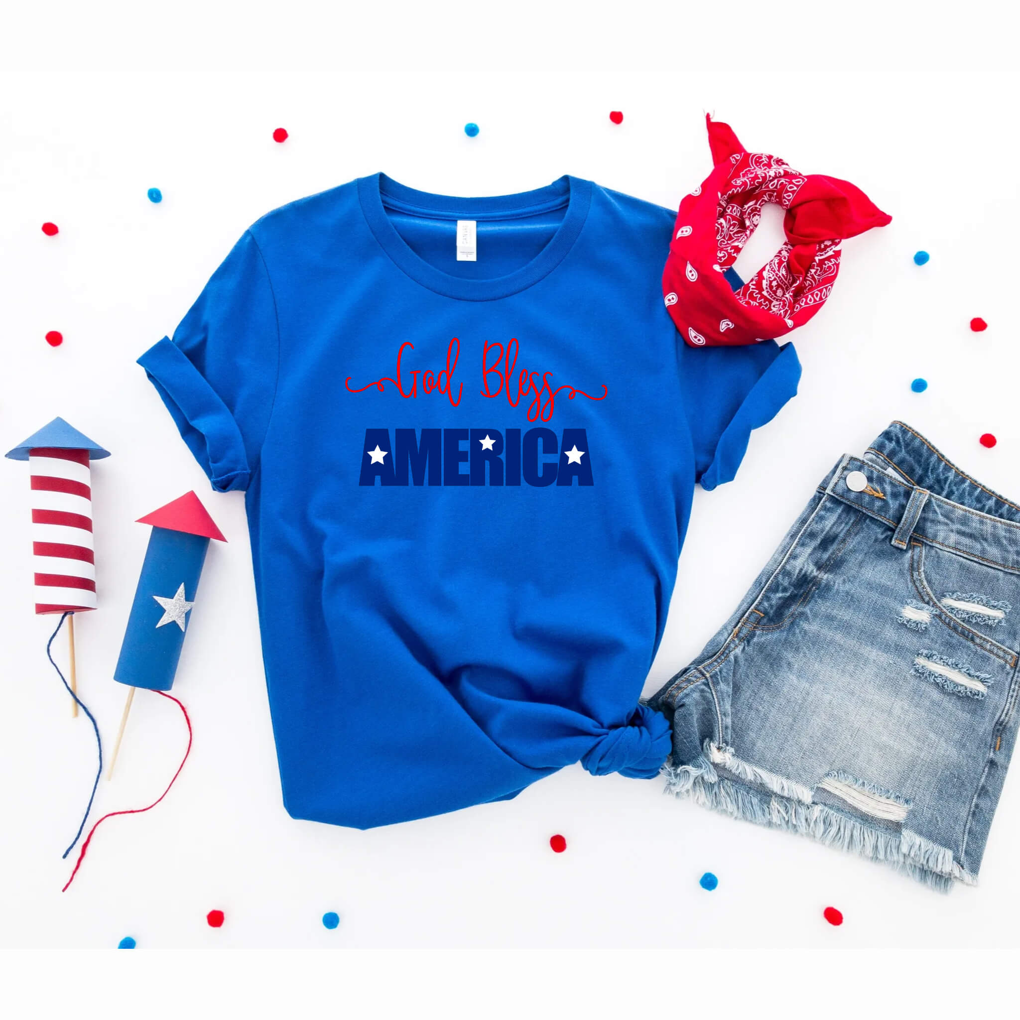 4th of July - God Bless America Patriotic Women’s Graphic Print T-Shirt / Tank Top