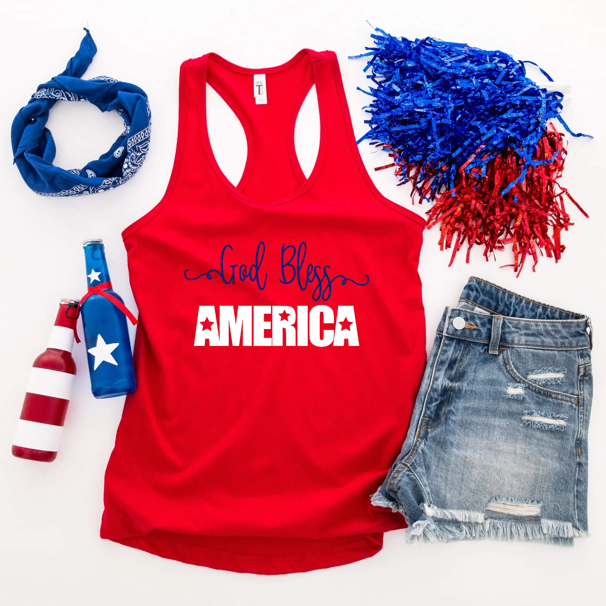 4th of July - God Bless America Patriotic Women’s Graphic Print T-Shirt / Tank Top