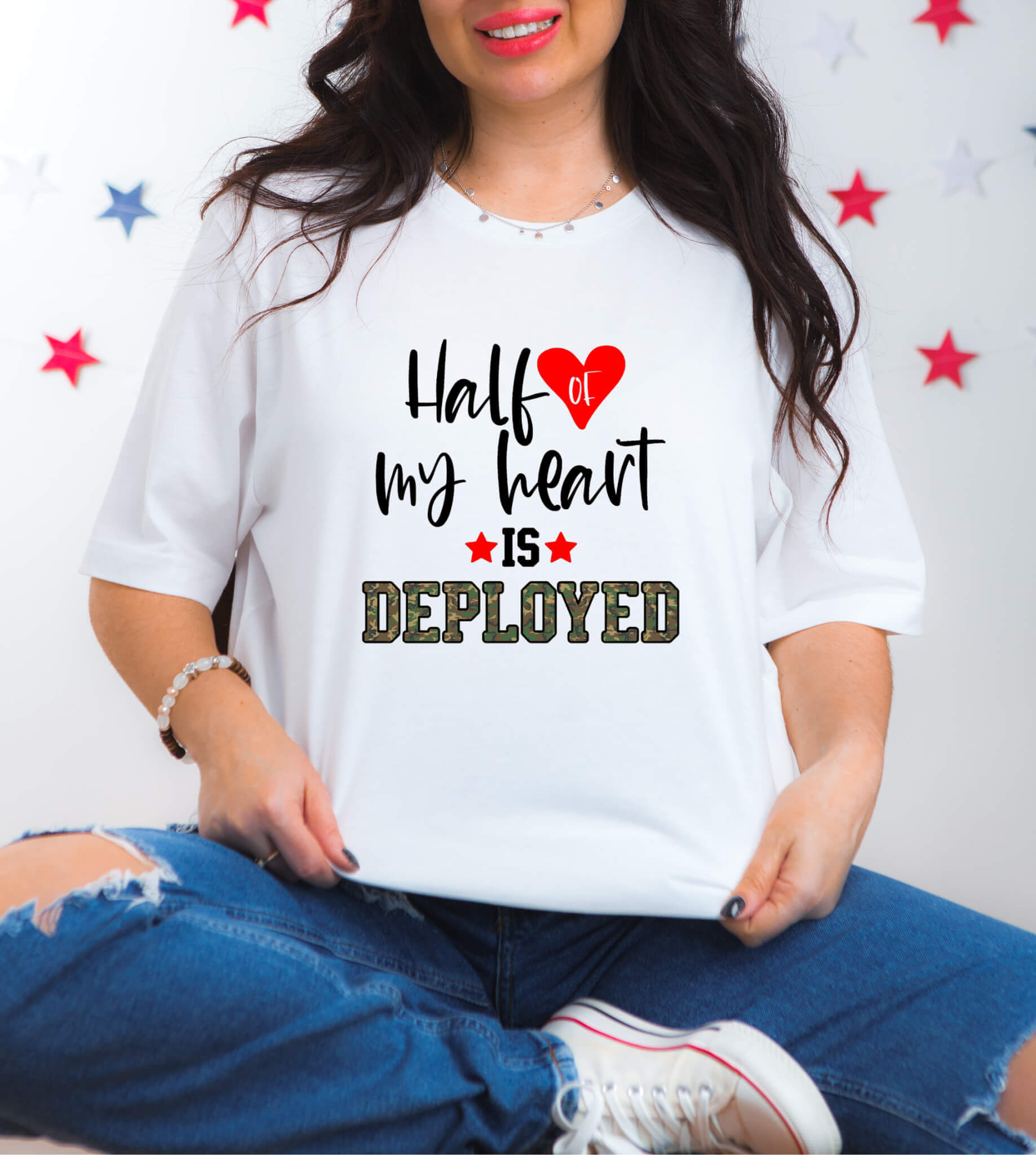 Half of My Heart is Deployed Military Deployment Women's Graphic Print T-Shirt / Tank Top / Sweatshirt