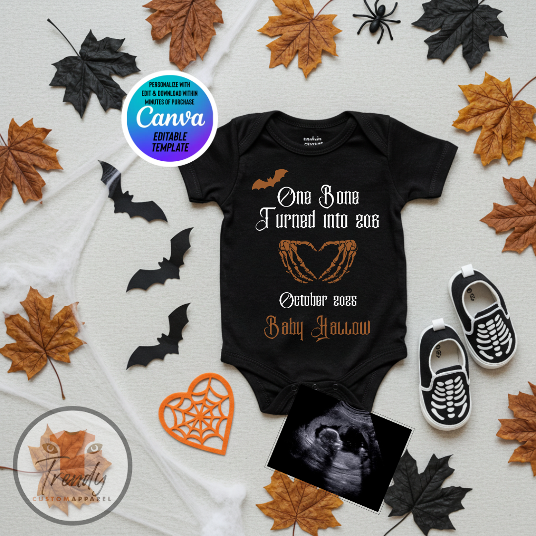 Digital Funny Pregnancy Announcement, Halloween Baby Reveal, Customizable Personalized Editable Template