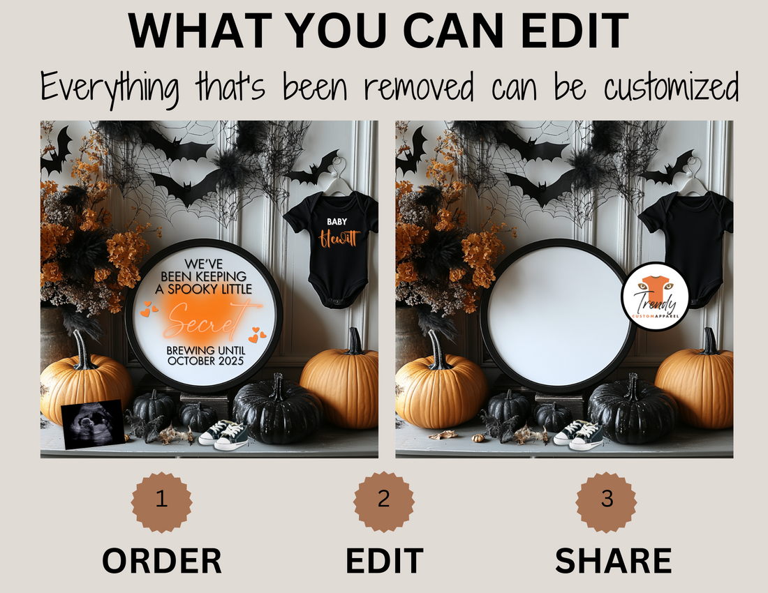 Digital Pregnancy Announcement, Keeping a Spooky Little Secret, Customizable Halloween Themed, Personalized Editable Template