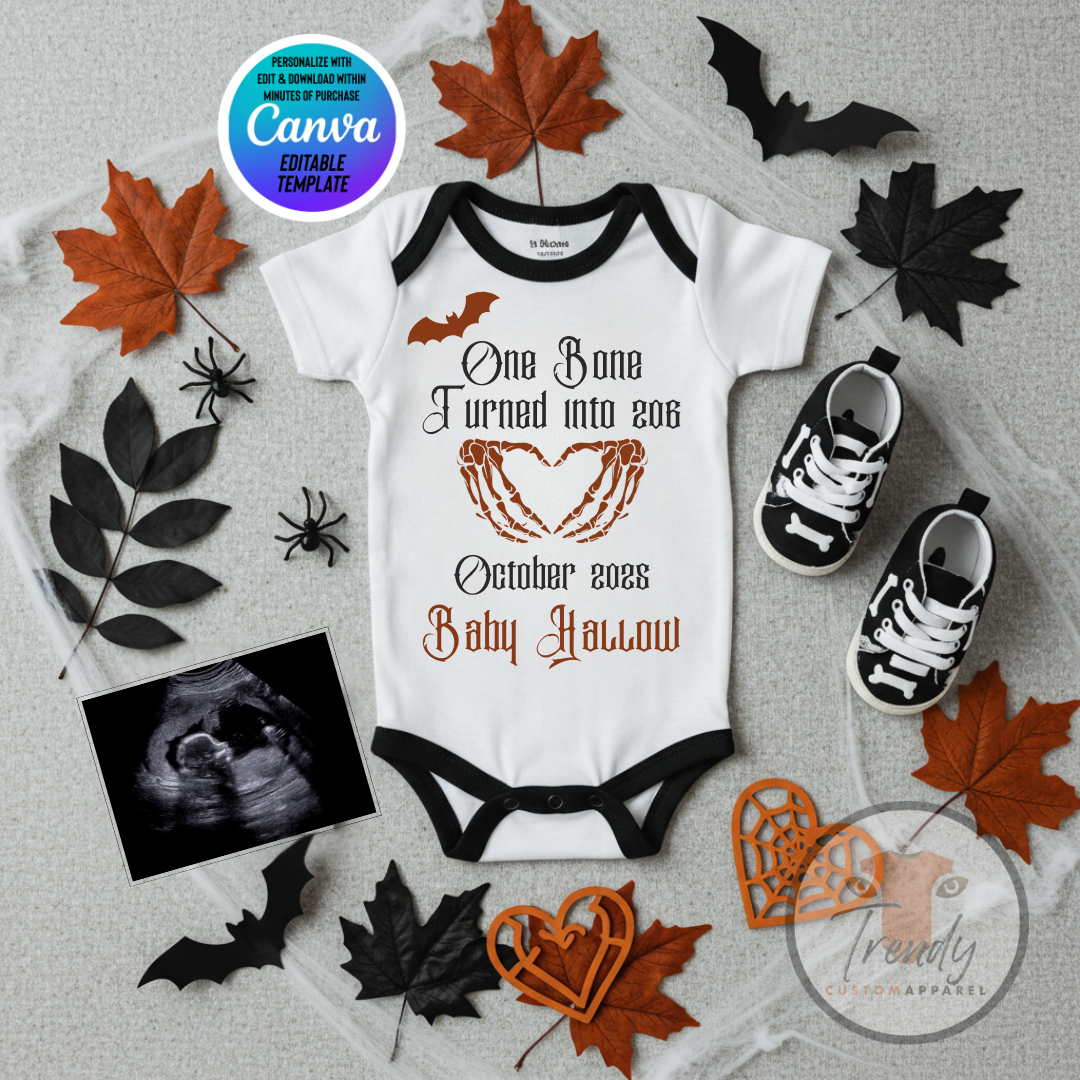 Digital Halloween Pregnancy Announcement, Funny Baby Reveal, Customizable Personalized Editable Template