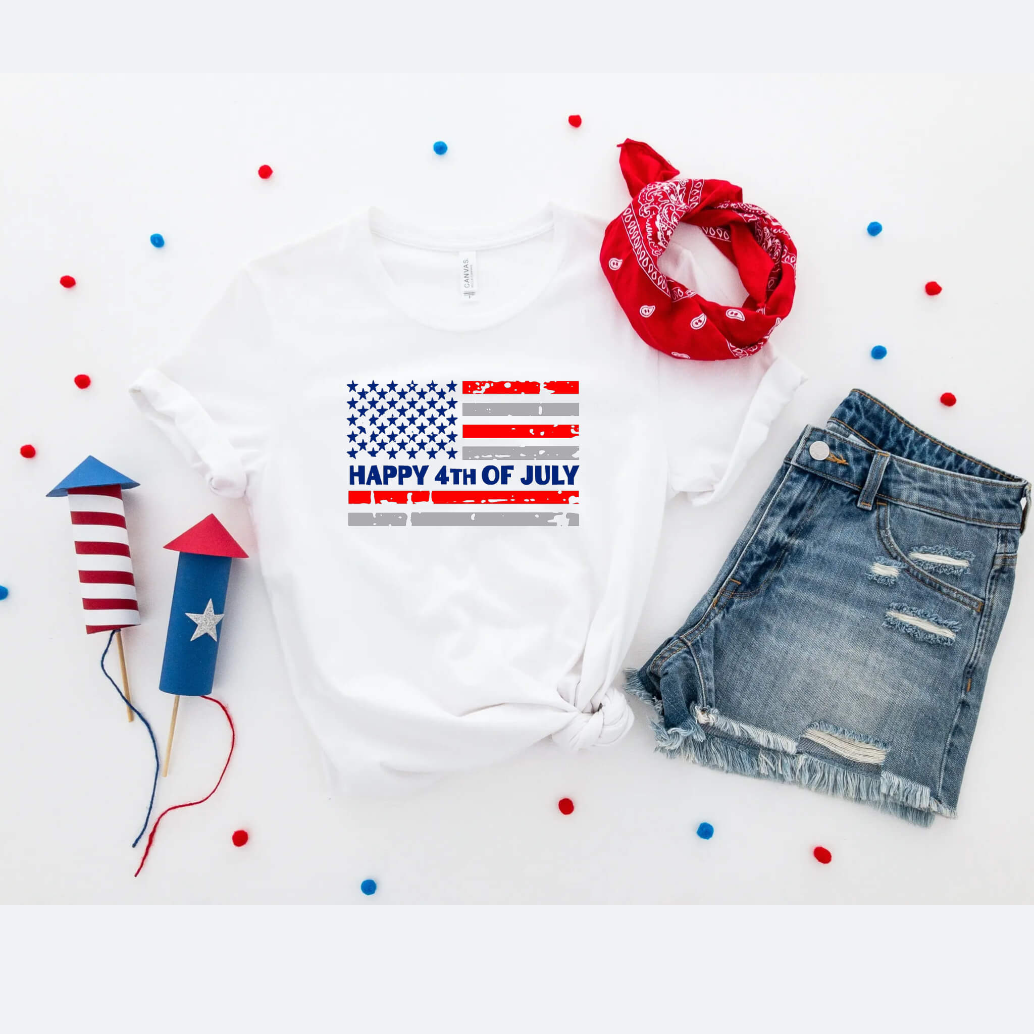 4th of July - Happy 4th of July Patriotic Graphic Print Women’s T-Shirt / Tank Top
