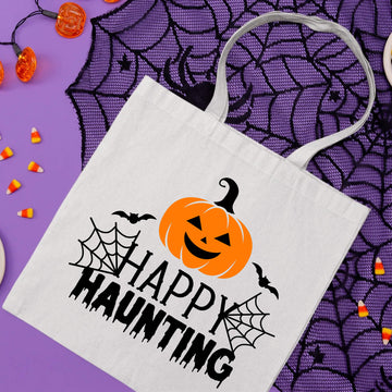 Halloween Happy Haunting Trick or Treat Candy Large Tote Bag