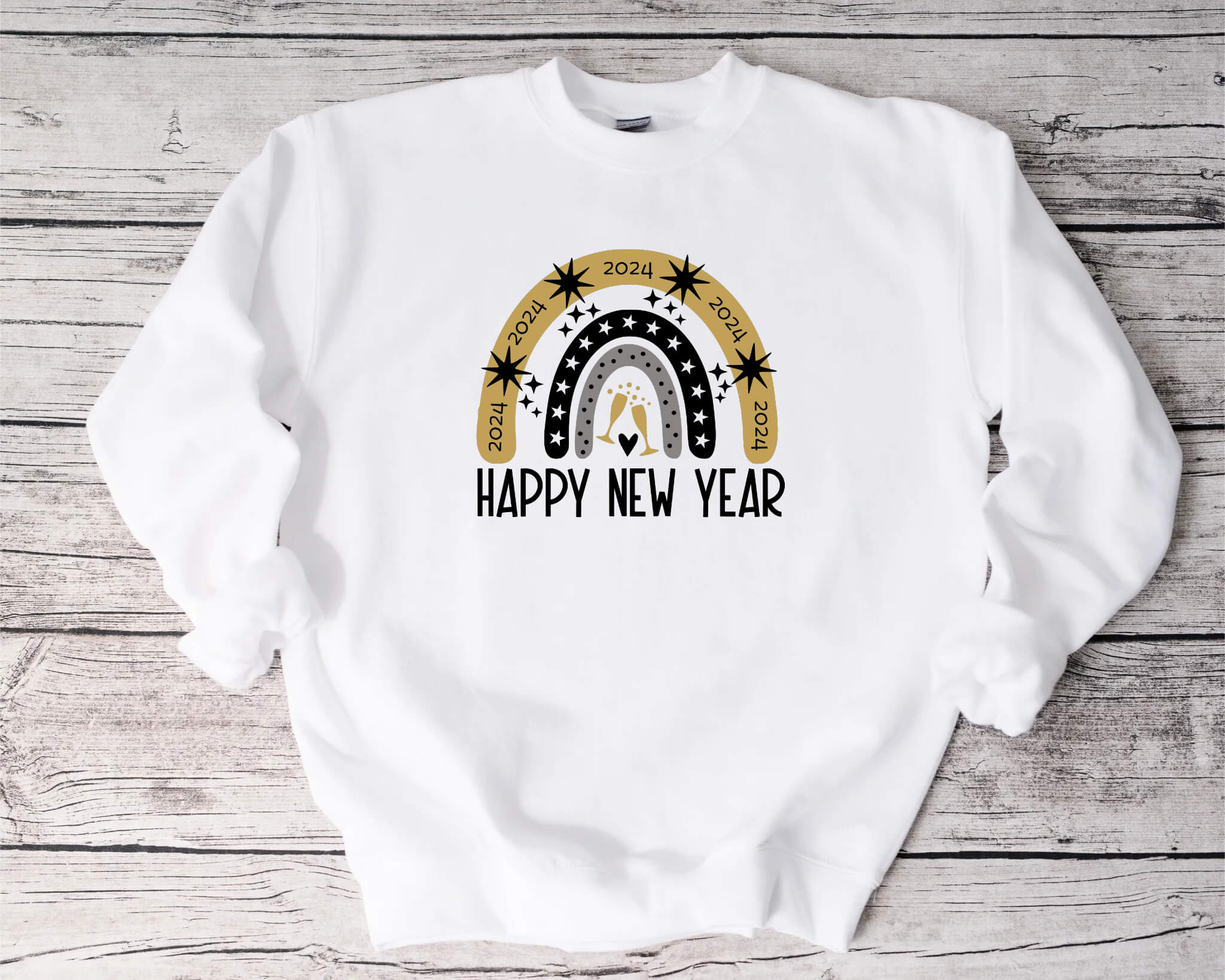 New Year's Happy New Year 2024 Rainbow Women's Graphic Print T-Shirt