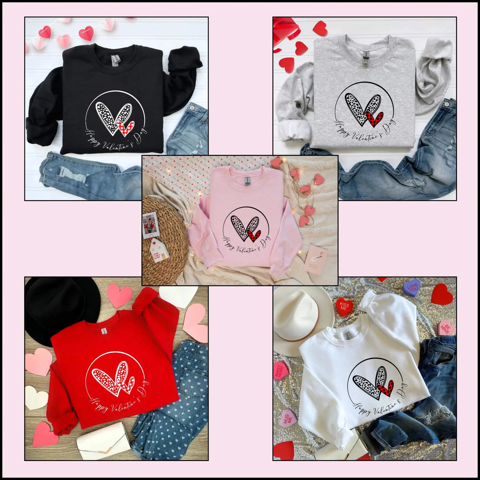 Valentine’s Day Happy Valentine's Day Cheetah Plaid Women's Graphic Print T-Shirt / Sweatshirt TrendyCustomApparel™