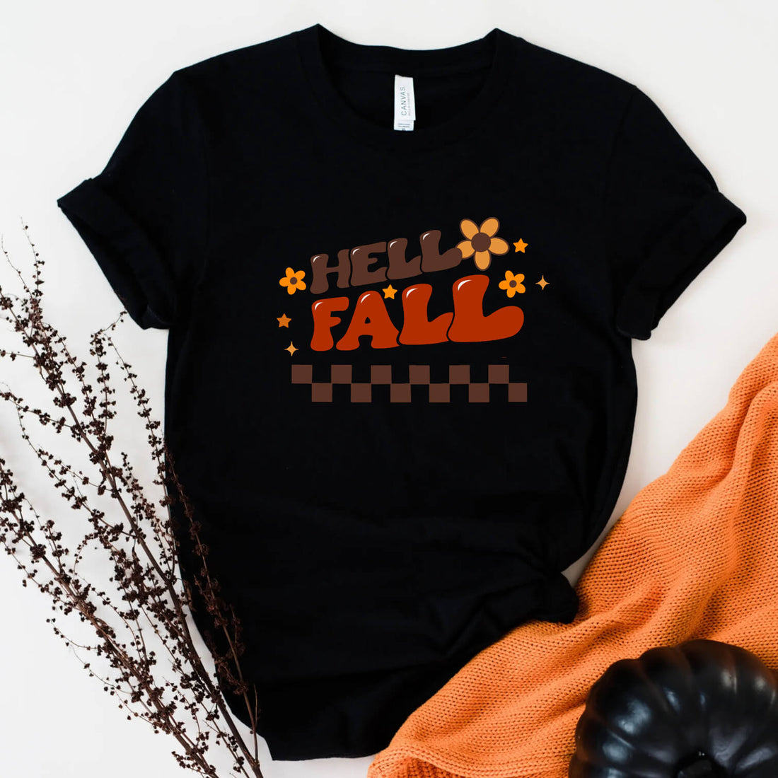 Camiseta con estampado gráfico de mujer Fall Hello Fall Vintage