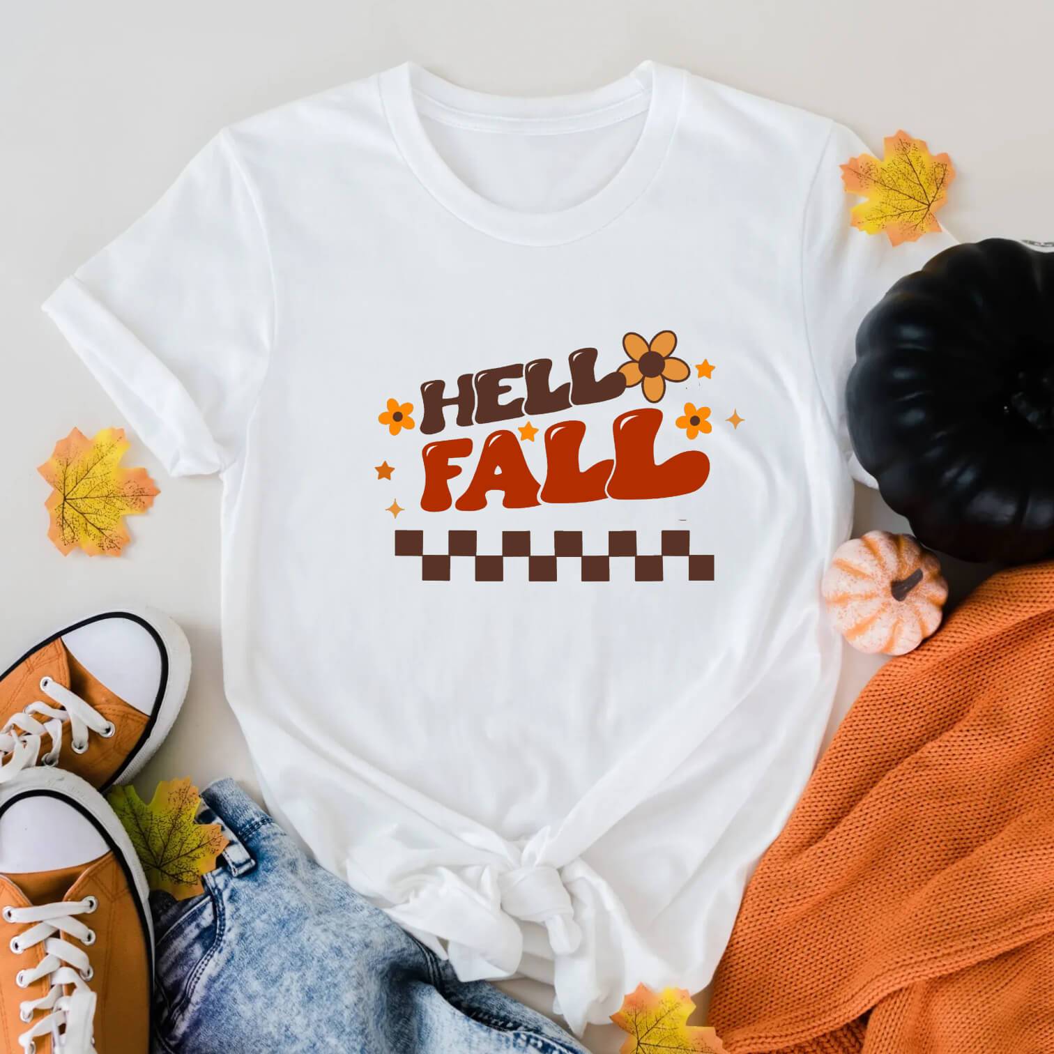 Camiseta con estampado gráfico de mujer Fall Hello Fall Vintage