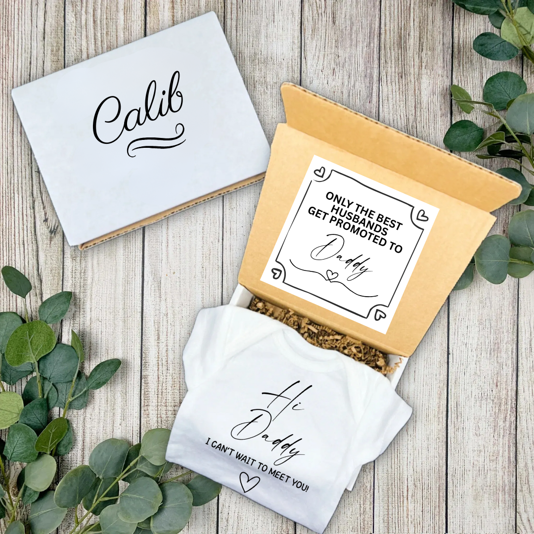 Personalized Pregnancy Announcement, Hi Daddy, Dad To Be, Customized Baby Announcement Onesie TrendyCustomApparel™