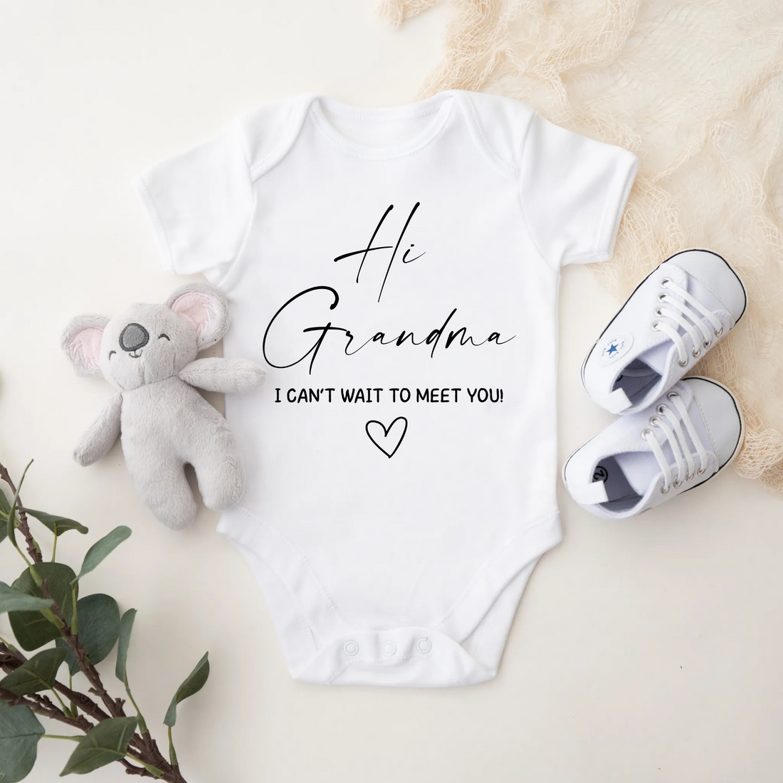 Personalized Pregnancy Announcement, Hi Grandma, Grandma To Be, Customized Baby Announcement Onesie TrendyCustomApparel™