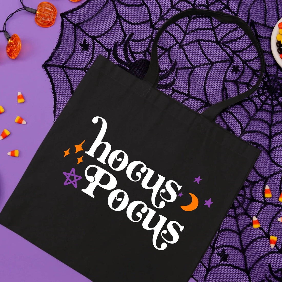 Halloween Hocus Pocus Treats Trick or Treat Candy Large Tote Bag