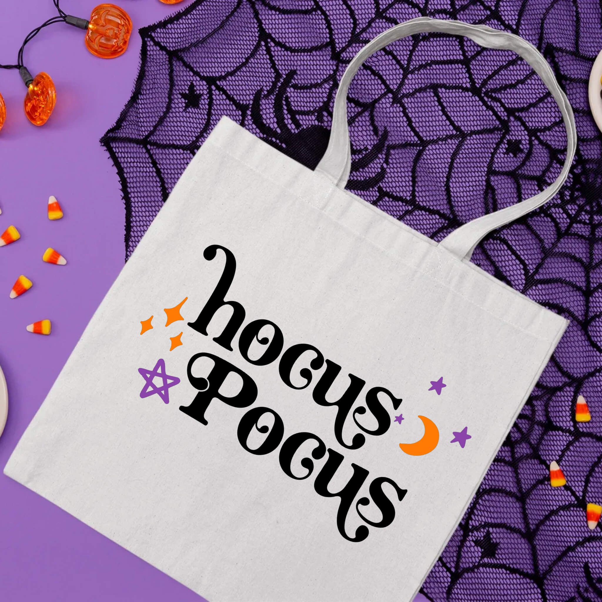 Halloween Hocus Pocus Treats Trick or Treat Candy Large Tote Bag