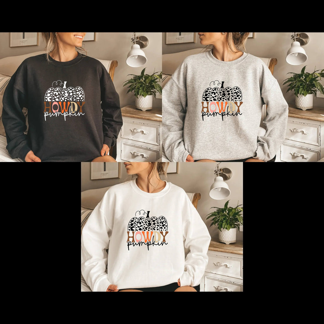 Fall Howdy Pumpkin Women's Graphic Print T-Shirt