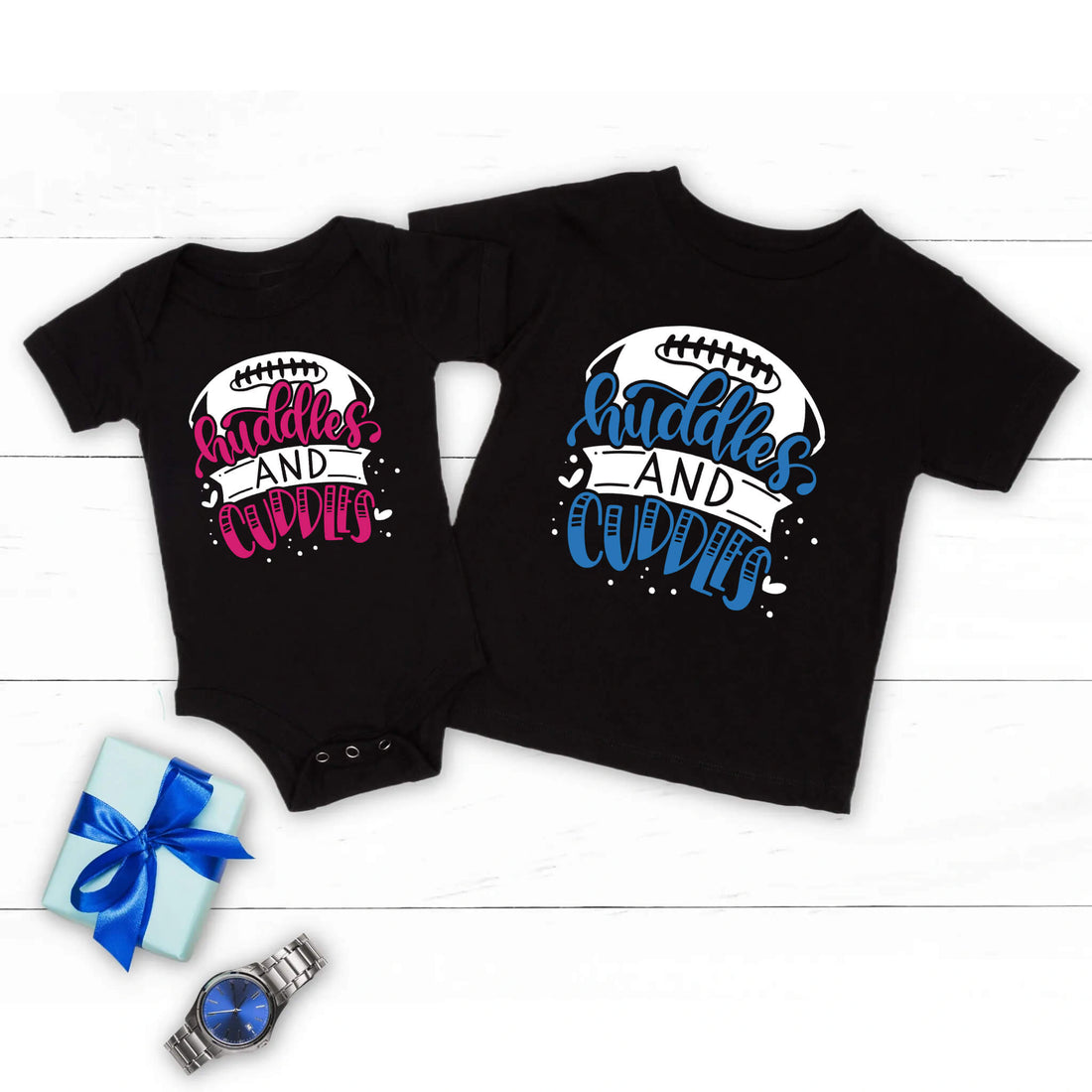 Huddles and Cuddles Football Baby Onesie Camiseta Niño Niña Baby Shower Cumpleaños Navidad Día del Padre Regalo del Día de la Madre