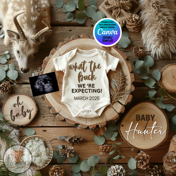 Digital Pregnancy Announcement, Hunting We're Expecting, Customizable Hunting Themed, Personalized Editable Template